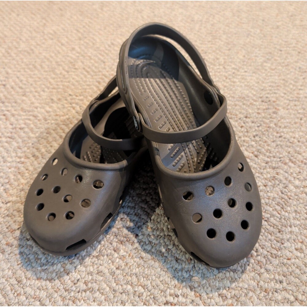 Crocs Karin Clog Mary Jane Shoes Womens 10 Olive Green Double Strap Comfort